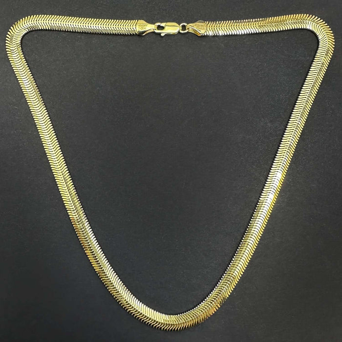 14K Yellow Gold 6.4mm Snake Necklace (Solid Links) 16" - 18" - WJD Exclusives