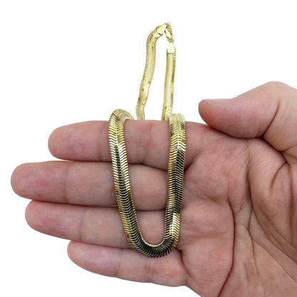 14K Real Gold Yellow 6.4mm Snake Necklace 16" 18"