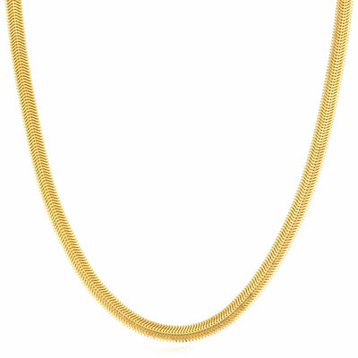 14K Yellow Gold 6.4mm Snake Necklace (Solid Links) 16" - 18" - WJD Exclusives