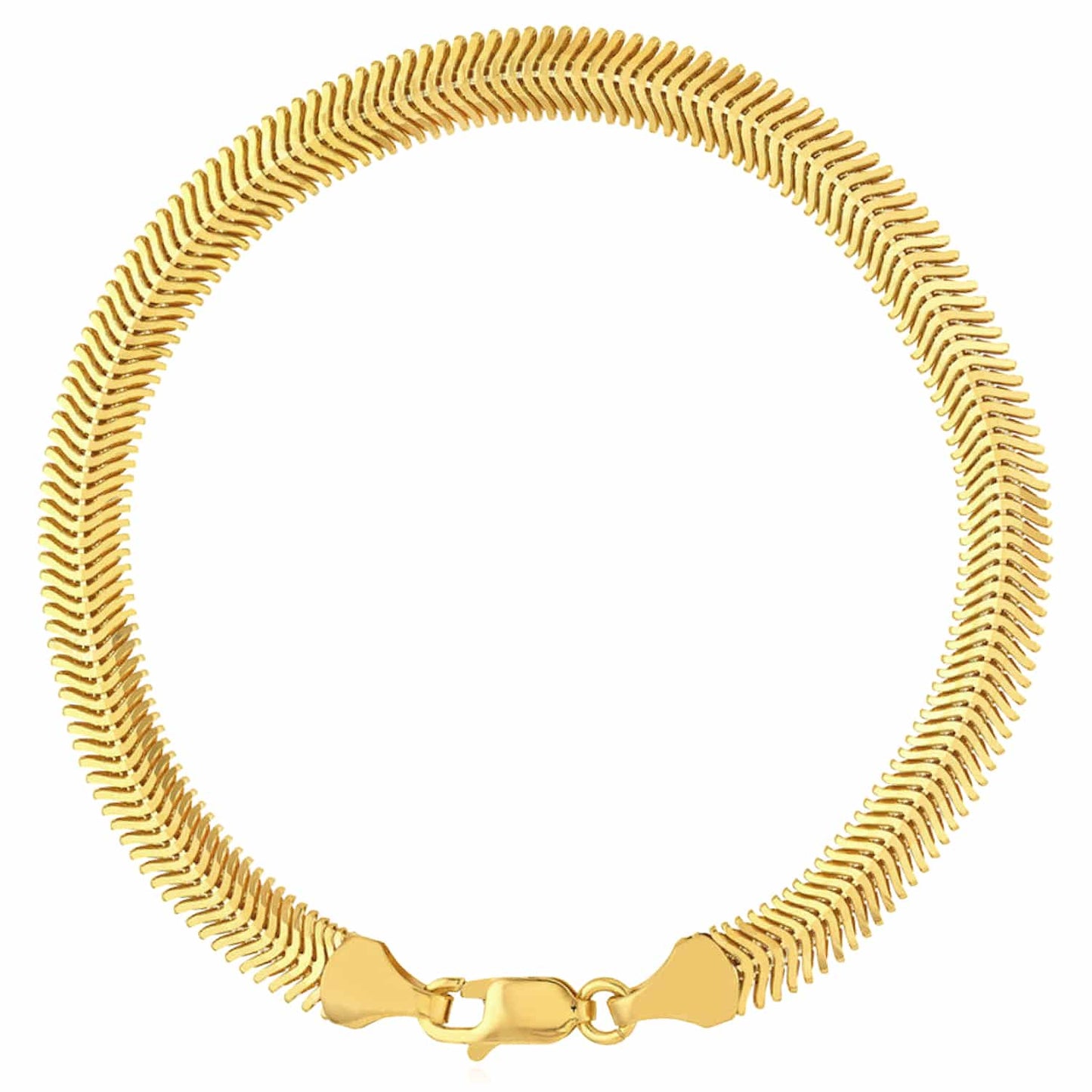 14K Real Gold Yellow 6.4mm Snake Bracelet 7.5"