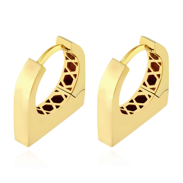 14K Gold Geometric Huggie Earrings 14mm - WJD Exclusives