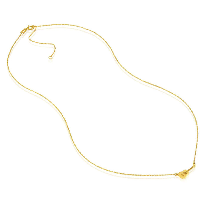 14K Yellow Gold Guitar Necklace (Solid Links) 16" - 18" Adjustable - WJD Exclusives