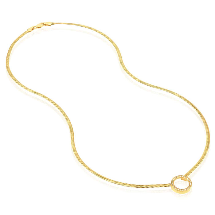 0.16CTW Natural Diamond 14K Yellow Gold Circle Snake Necklace (Hollow) 18" - WJD Exclusives