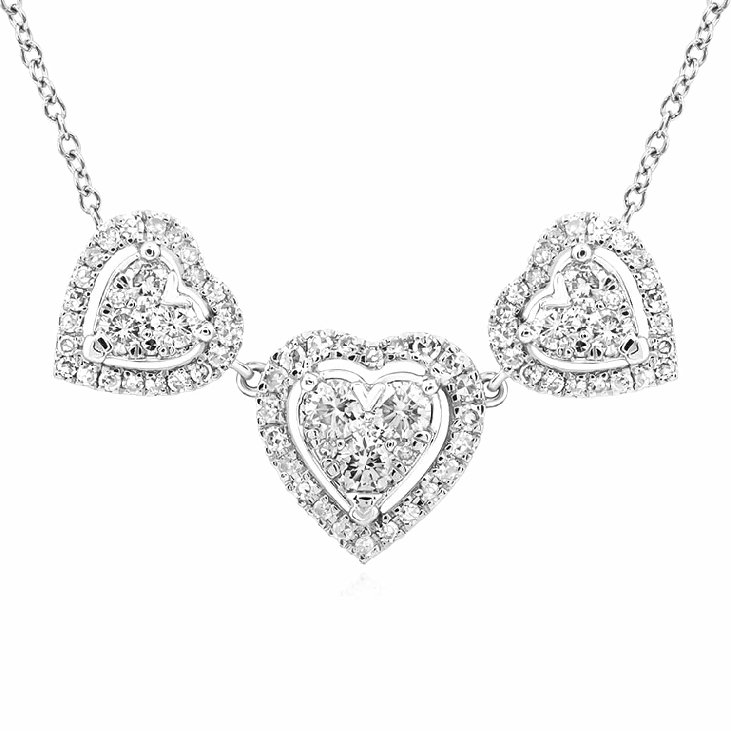 0.75CTW Natural Diamond 10K Yellow White Gold Triple Heart