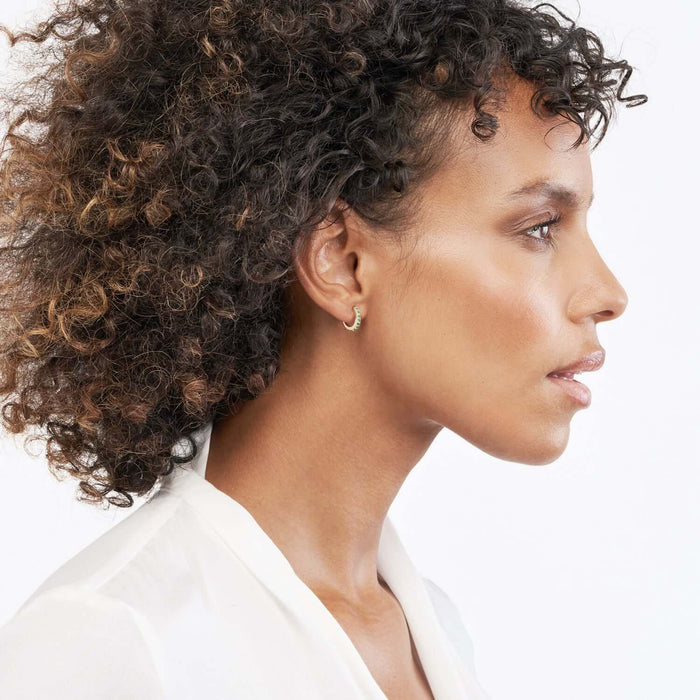 0.25CTW Real Emerald 14K Gold Hoop Earrings 11mm - WJD Exclusives