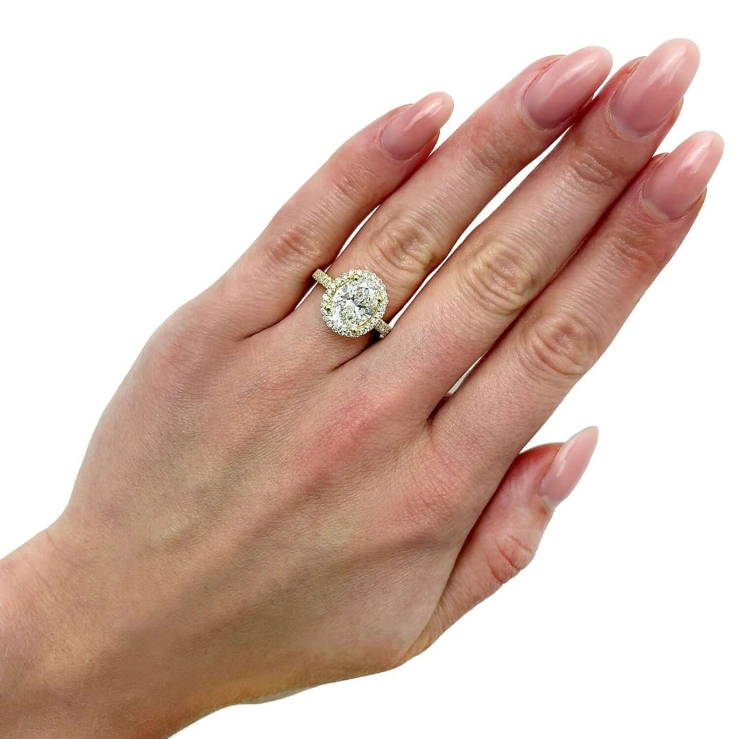 3.45CTW Lab-Grown Diamond & Natural Diamond 18K Yellow Gold Oval Ring