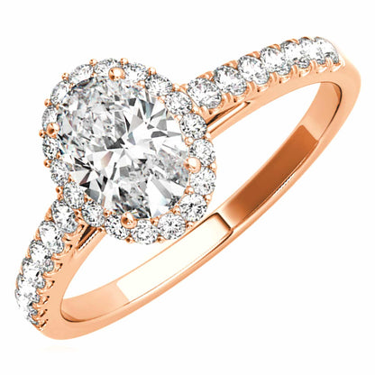 3.45CTW Lab-Grown Diamond & Sapphire 18K Gold Rose Oval Engagement Ring