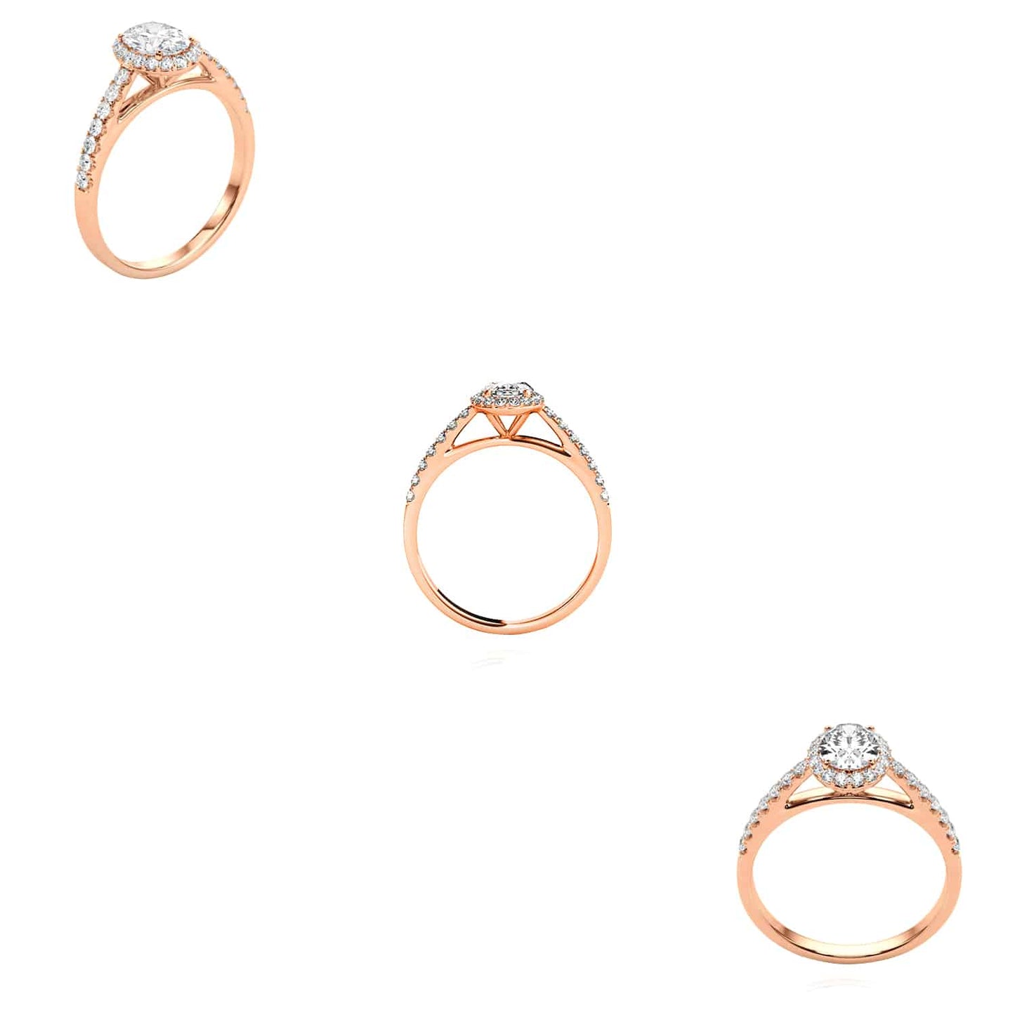 3.45CTW Lab-Grown Diamond & Sapphire 18K Gold Rose Oval Engagement Ring