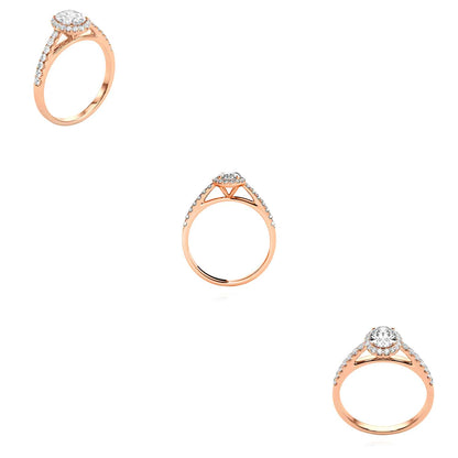 3.45CTW Lab-Grown Diamond & Sapphire 18K Gold Rose Oval Engagement Ring