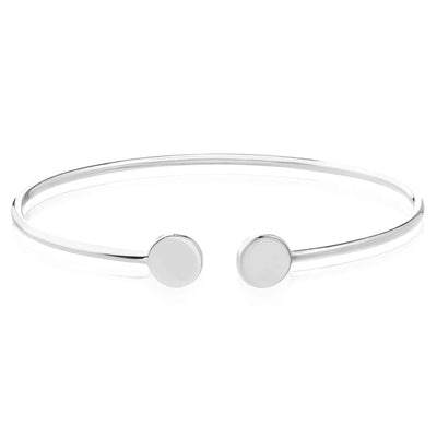 14K Yellow White Gold Disc Cuff Bangle Bracelet (Solid Links) - WJD Exclusives