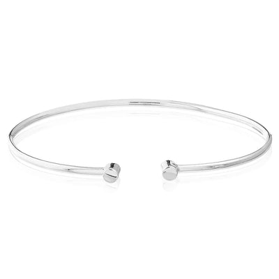 14K Yellow White Rose Gold Slim Round Cuff Bangle Bracelet (Solid Links) - WJD Exclusives