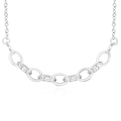 0.08CTW Natural Diamond 10K Yellow White Rose Gold Wavy Necklace (Solid Links) 18" - WJD Exclusives