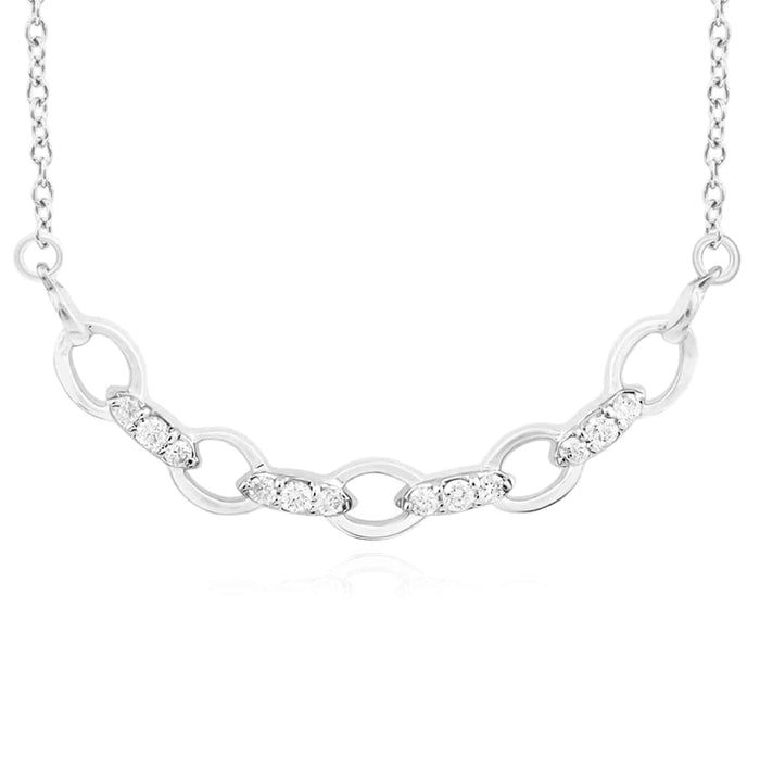 0.08CTW Natural Diamond 10K Yellow White Rose Gold Wavy Necklace (Solid Links) 18" - WJD Exclusives