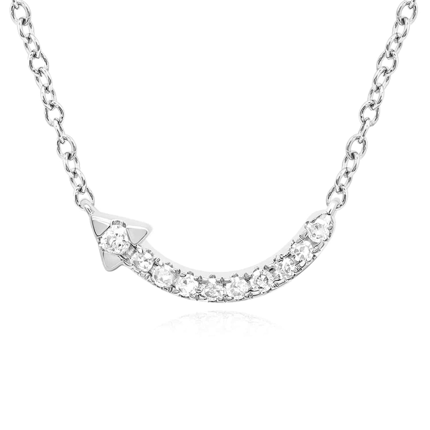 0.08CTW Real Diamond 10K Gold Yellow White Curved Arrow Pendant Necklace 18"