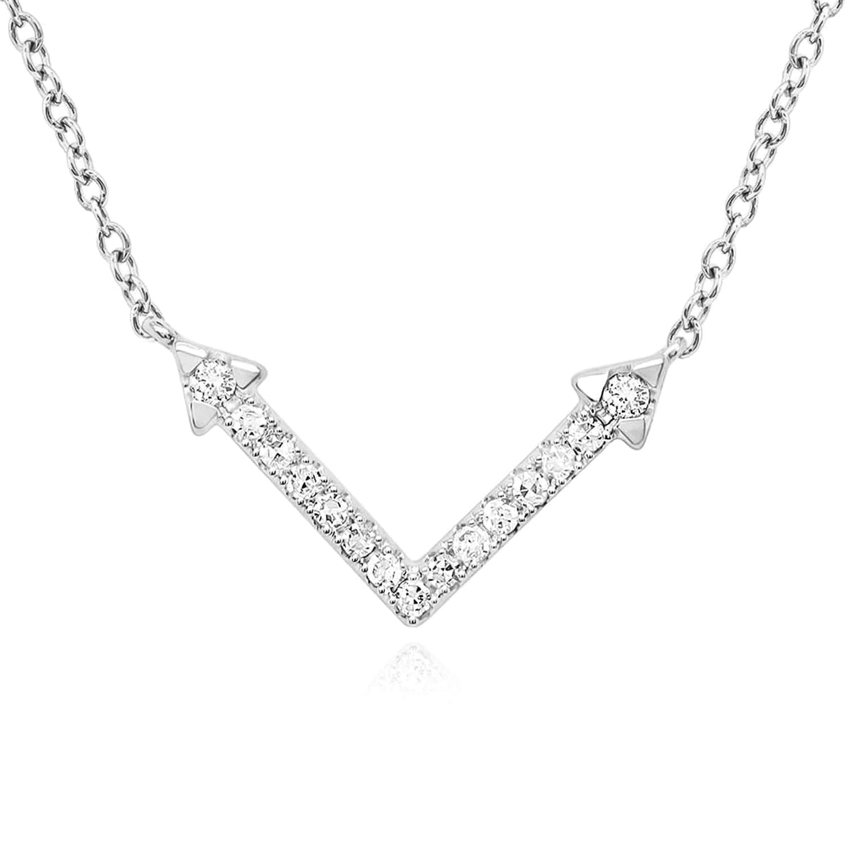 0.12CTW Natural Diamond 10K Yellow White Gold Arrow Necklace (Solid Links) 18" - WJD Exclusives