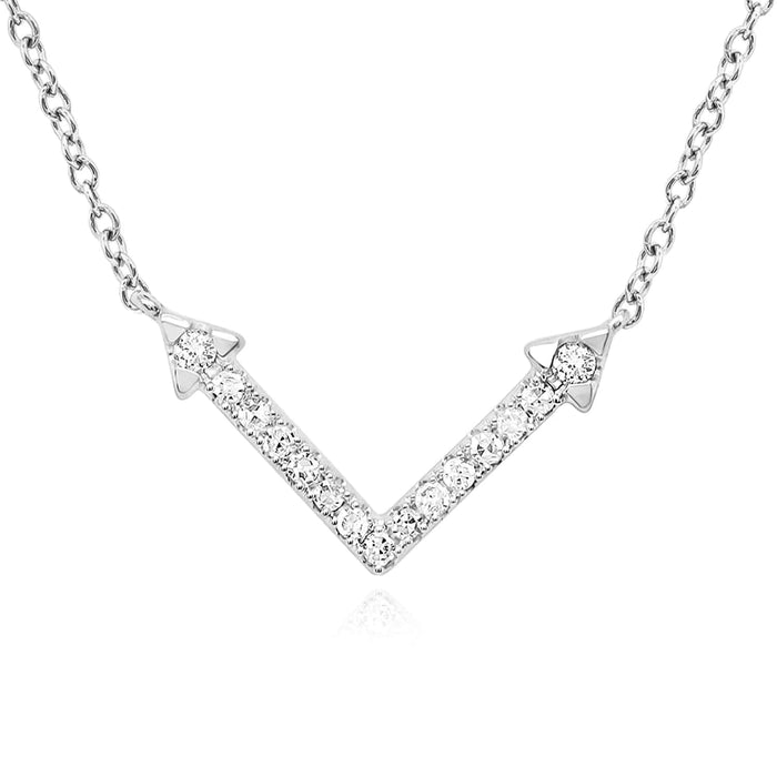 0.12CTW Natural Diamond 10K Yellow White Gold Arrow Necklace (Solid Links) 18" - WJD Exclusives