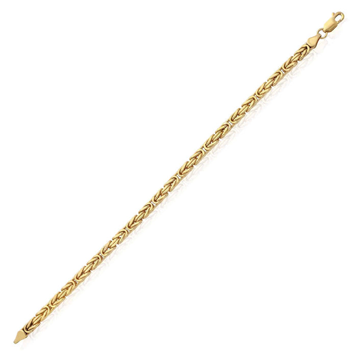 10K Yellow Gold 4mm Byzantine Bracelet (Hollow) 8" - WJD Exclusives