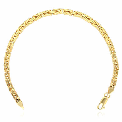 10K Yellow Gold 4mm Byzantine Bracelet (Hollow) 8" - WJD Exclusives