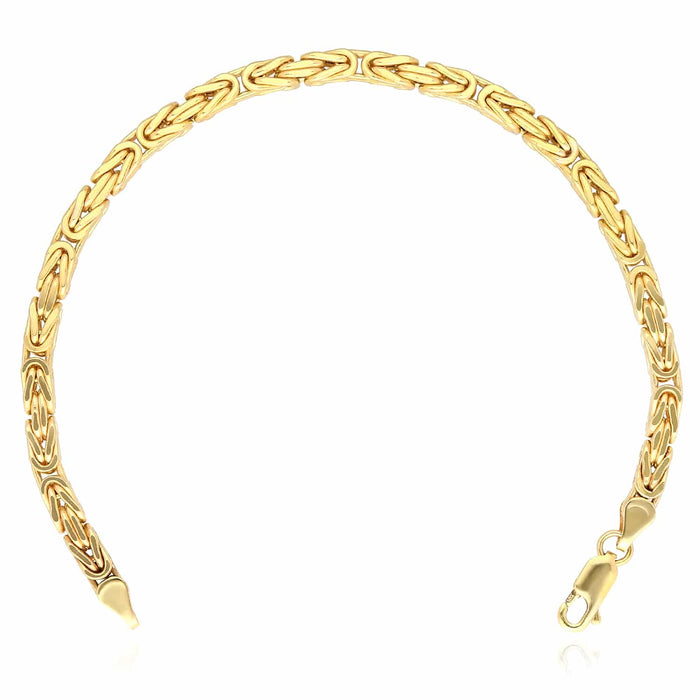 10K Yellow Gold 4mm Byzantine Bracelet (Hollow) 8" - WJD Exclusives