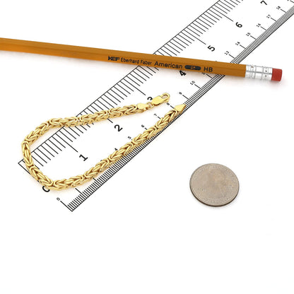 10K Gold Yellow 4mm Byzantine Bracelet 8"