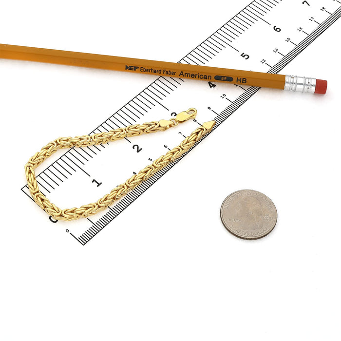 10K Yellow Gold 4mm Byzantine Bracelet (Hollow) 8" - WJD Exclusives
