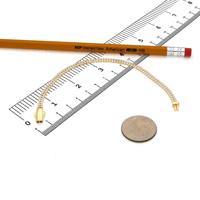 14K Yellow Gold 3.8mm Double - Row CZ Tennis Bracelet 7" - WJD Exclusives