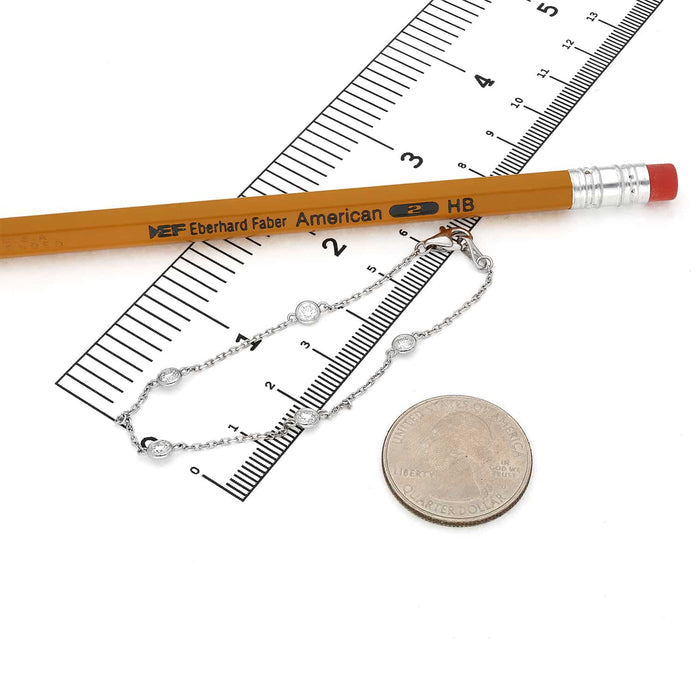 0.65CTW Lab - Grown Diamond 14K White Gold Bezel Station Bracelet (Solid Links) 7" - WJD Exclusives