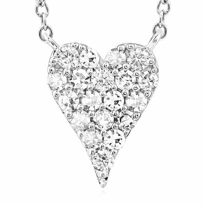 0.10CTW Natural Diamond 10K Yellow White Rose Gold Heart Necklace (Solid Links) 18" - WJD Exclusives