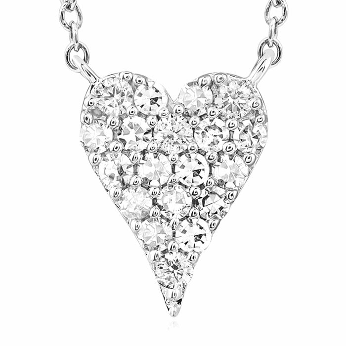 0.10CTW Natural Diamond 10K Yellow White Rose Gold Heart Necklace (Solid Links) 18" - WJD Exclusives