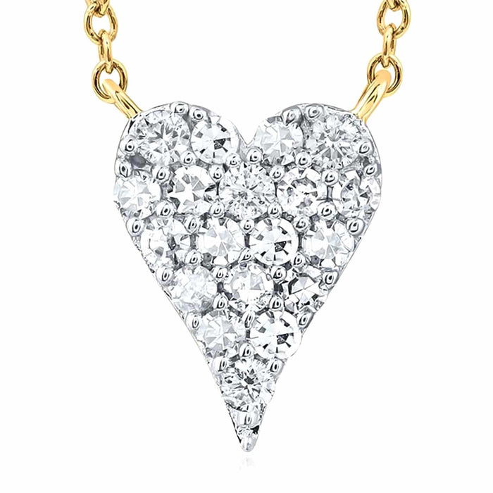 0.10CTW Natural Diamond 10K Yellow White Rose Gold Heart Necklace (Solid Links) 18" - WJD Exclusives
