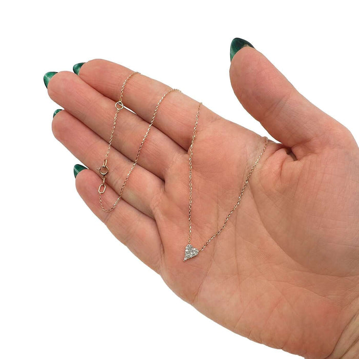 0.10CTW Natural Diamond 10K Yellow White Rose Gold Heart Necklace (Solid Links) 18" - WJD Exclusives