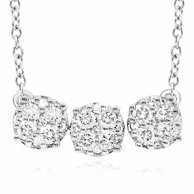 0.50CTW Natural Diamond 10K Yellow White Gold Triple Circle Necklace (Solid Links) 18" - WJD Exclusives