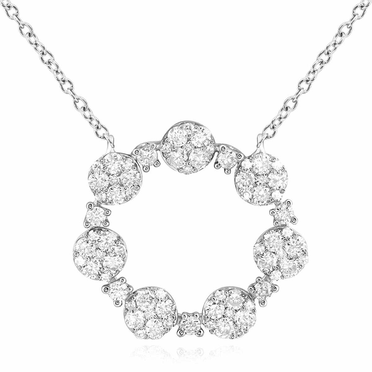 1.00CTW Natural Diamond 10K Yellow White Gold Circle Necklace (Solid Links) 18" - WJD Exclusives