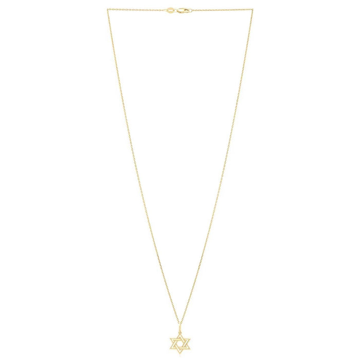 Real 14K Gold Star of David Pendant Necklace 18" - WJD Exclusives