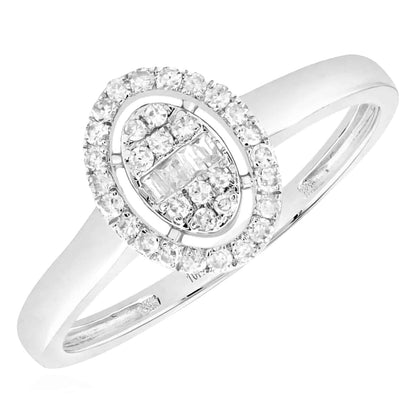 0.20CTW Real Diamond 10K Gold Yellow White Oval Pave Stackable Ring