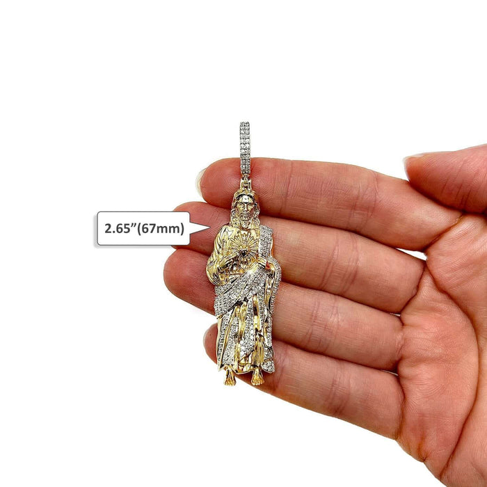 Natural Diamond 10K Gold Jesus Pendant 1.5" 2" 2.65" - WJD Exclusives