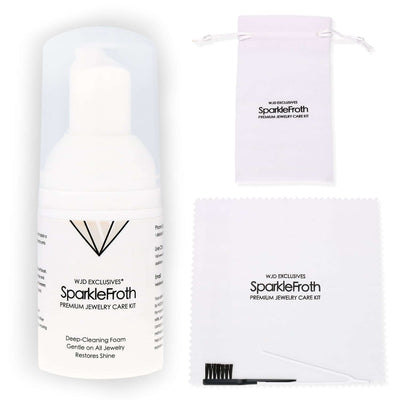 SparkleFroth Jewelry Cleaning Kit for Gold & Silver Brush Tweezers Non - Toxic - WJD Exclusives