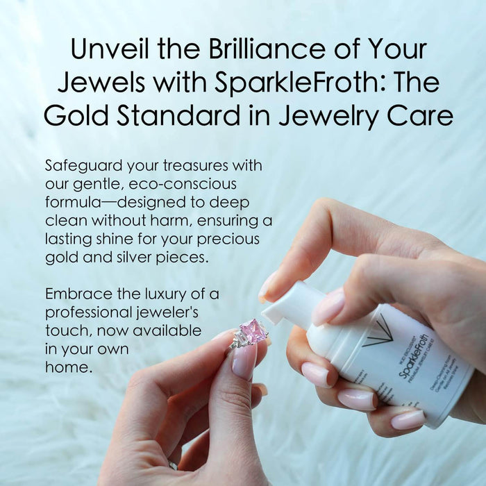 SparkleFroth Jewelry Cleaning Kit for Gold & Silver Brush Tweezers Non - Toxic - WJD Exclusives