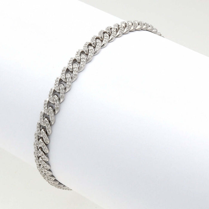 2.20CTW Natural Diamond 10K Yellow White Gold Two - Tone 6mm Cuban Bracelet (Solid Links) 7.5" - WJD Exclusives