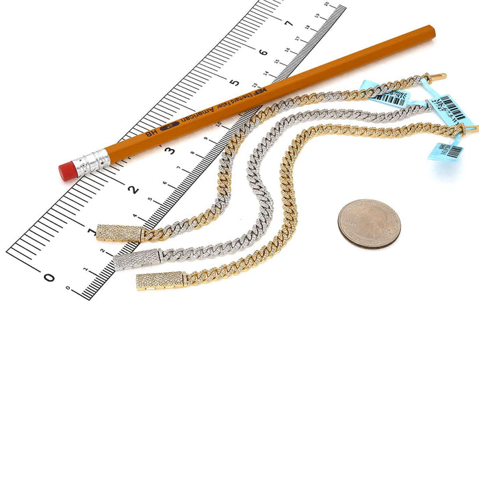 2.20CTW Natural Diamond 10K Yellow White Gold Two - Tone 6mm Cuban Bracelet (Solid Links) 7.5" - WJD Exclusives