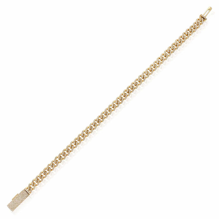 2.20CTW Natural Diamond 10K Yellow White Gold Two - Tone 6mm Cuban Bracelet (Solid Links) 7.5" - WJD Exclusives