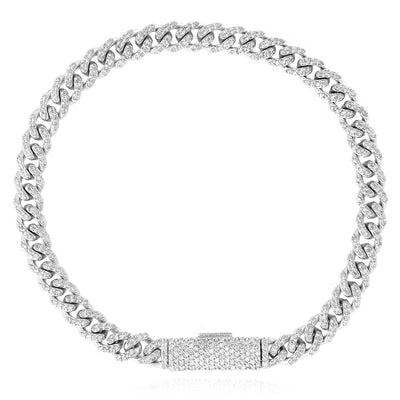 2.20CTW Natural Diamond 10K Yellow White Gold Two - Tone 6mm Cuban Bracelet (Solid Links) 7.5" - WJD Exclusives