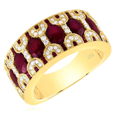3.00CTW Natural Diamond & Ruby 14K Gold Cocktail Ring - WJD Exclusives