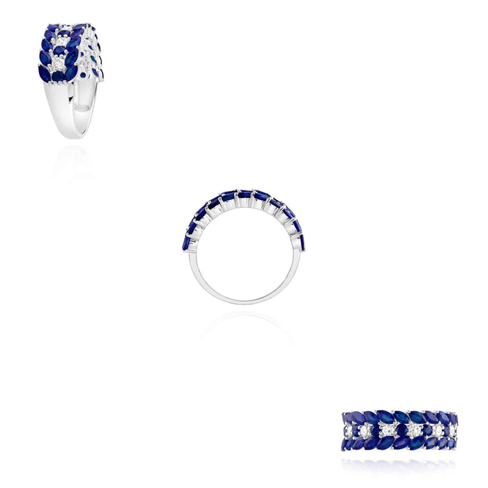 2.70CTW Natural Diamond & Blue Sapphire 14K White Gold Cocktail Ring - WJD Exclusives