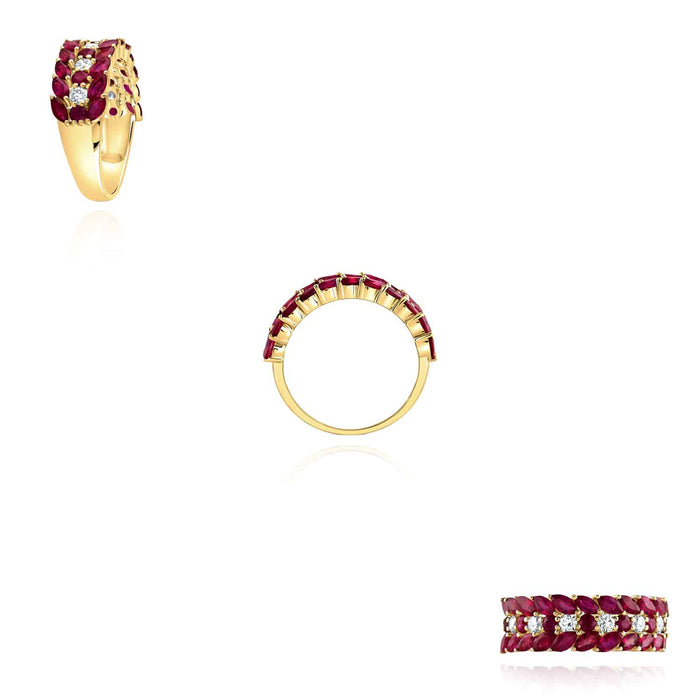 2.80CTW Natural Diamond & Marquise Ruby 14K Gold Cocktail Ring - WJD Exclusives