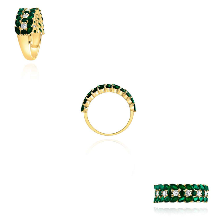 2.45CTW Natural Diamond & Green Emerald 14K Gold Cocktail Ring - WJD Exclusives