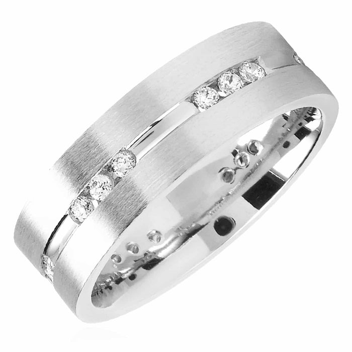 0.45CTW Natural Diamond 7mm 14K White Gold Channel - Set Wedding Band Ring - WJD Exclusives
