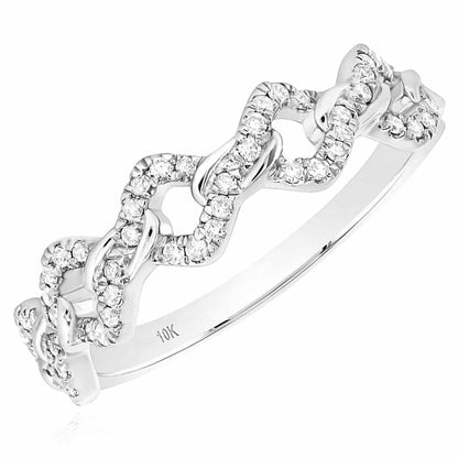 0.20CTW Real Diamond 5mm 10K Gold Yellow White Rose Miami Stackable Ring