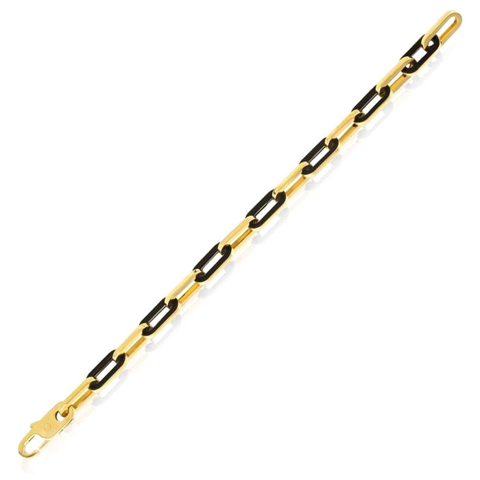 14K Yellow Gold 7mm Paperclip Black Onyx Malachite MOP Turquoise Bracelet (Solid Links) 7.5" - WJD Exclusives
