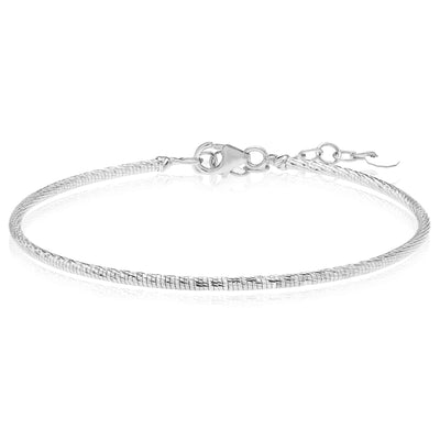 14K Yellow White Rose Gold Diamond - Cut Bangle Stack Bracelet (Solid Links) 7" - 8.25" Adjustable - WJD Exclusives